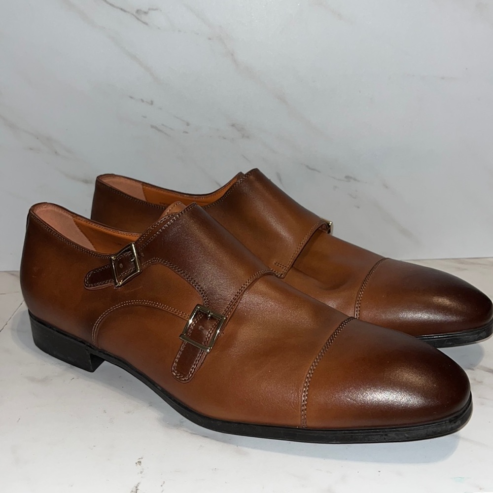 Santoni double monk strap leather loafer shoe sz 11 men’s. (L2)